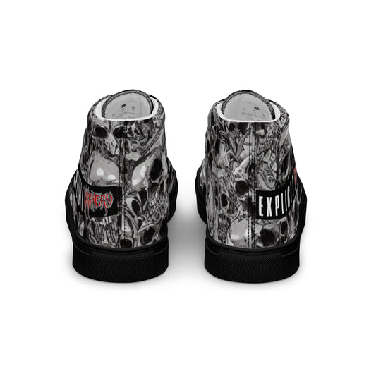 Explicit Fxxkery Skull collage print Men’s high top canvas shoes